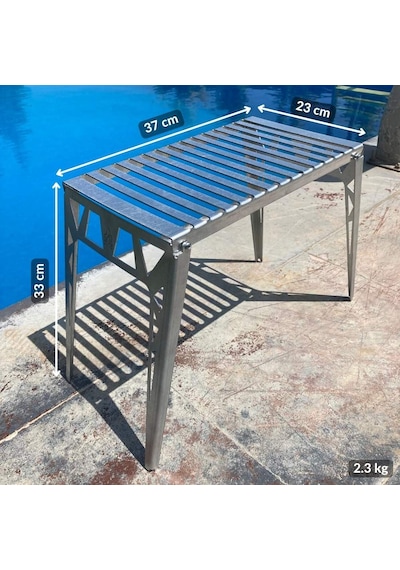 Kamp Ayısı Grillplate Katlanır Ateş Üstü Pişirme Ve Kamp Masası Gri