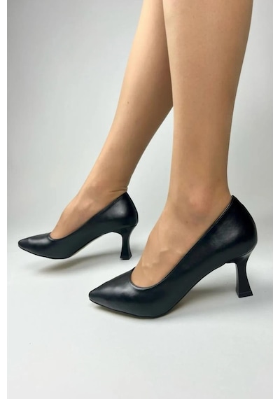 Kadın Sity Siyah Cilt 6 Cm İnce Topuklu Stiletto-siyah Siyah