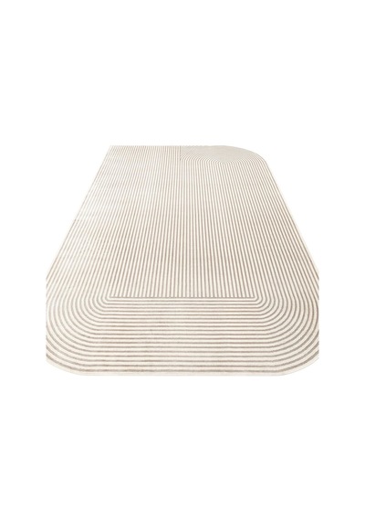 Eko Halı Merano Mrn 03 Cream Grey Geometrik Desenli Yüksek Kalite Sık Dokuma Salon Halısı Gri 2