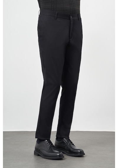 İmza Siyah Düz Armürlü Pamuklu Yan Cep Comfort Fit Casual Pantolon 1003245164 Siyah