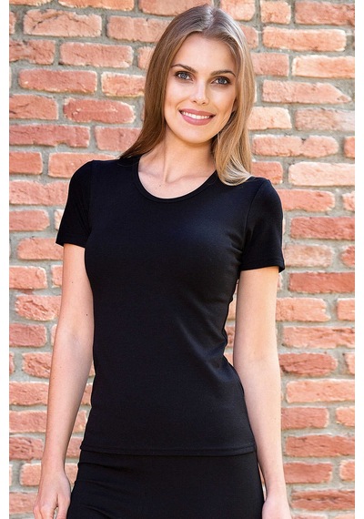 MAN8532-1002 Anıl Termal İç Giyim Kadın Termal Kısa Kol Geniş Yaka İçlik T-Shirt (8532)