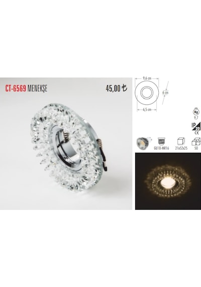 Cata Ct-6569 Cam Spot Kasa Menekşe Kristal - Spot Dahil Değildir(408148405)