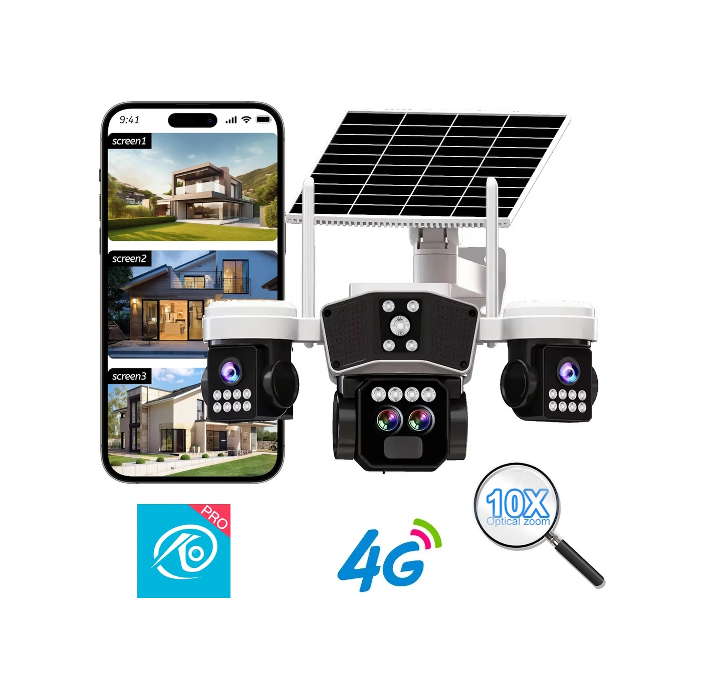 Ultimate O-kam 9095 12mp 10x Zoom 4 Lens 3 Ekran Ultrahd 4g Solar Akıllı Güvenlik Kamerası