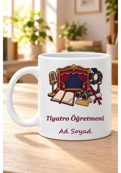 Tiyatro Öğretmeni İsimli Baskılı Beyaz Kupa