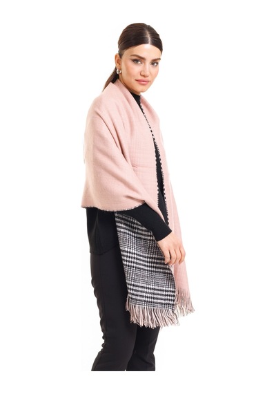 Ladycolor Çift Taraflı Ekose Atkı Şal-omuz Şalı Pembe