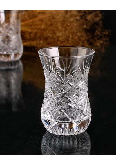 6 Lı Klasik Boy Çay Bardağı Takımı- Göz Dekor Şeffaf