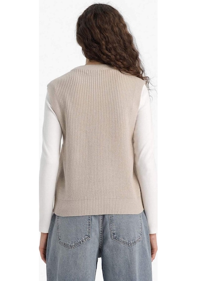 Defacto Oversize Geniş Kalıp Bisiklet Yaka Yelek S0375az25wnbg644 Bej
