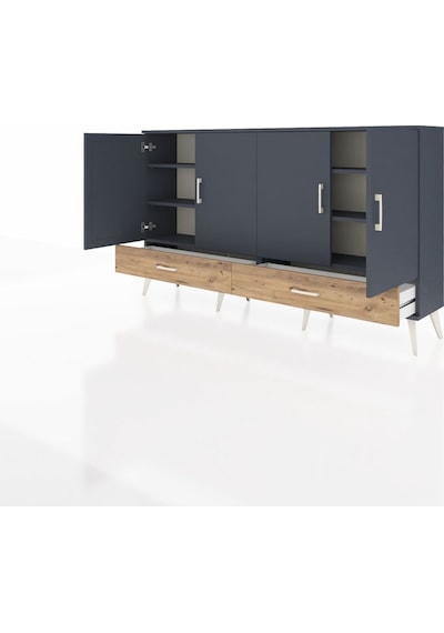 Arges Konsol 6 Raflı 2 Çekmeceli 4 Kapaklı 176x30x99 Antrasit-ant Antrasit-antrasit/çam Arges Konsol 6 Raflı 2 Çekmeceli 4 Kapaklı 176x30x99 Antrasit-ant Antrasit-antrasit/çam
