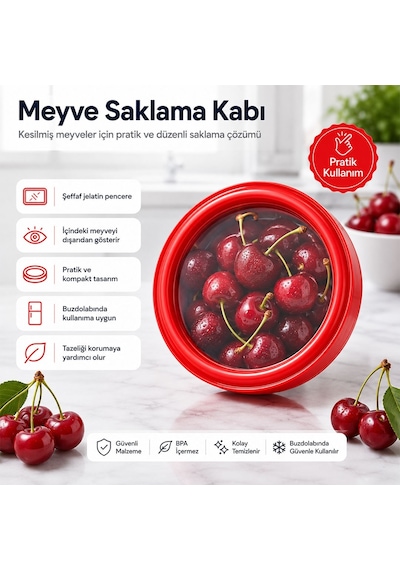 Sunup Sn-38873 Sebze Meyve Saklama Kabı Kırmızı