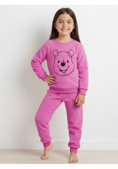 Peluş Kız Çocuk Takım - 2/8 Yaş - 31569 Fuşya Pembe