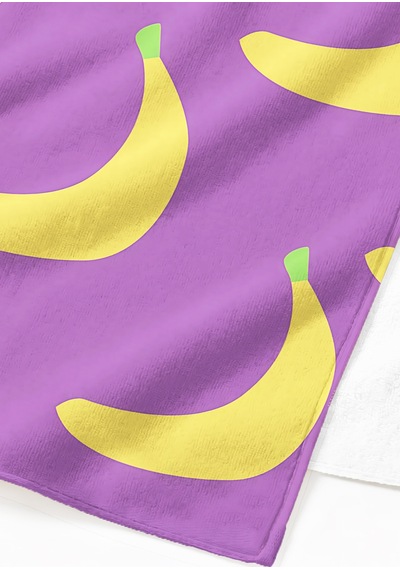 Muz Temalı Mor Sarı Plaj Havlu Örtüsu - Modern Tropikal Pop Art Hızlı Kuruyan Mikrofiber Havlu Örtü Ayaz Leylak