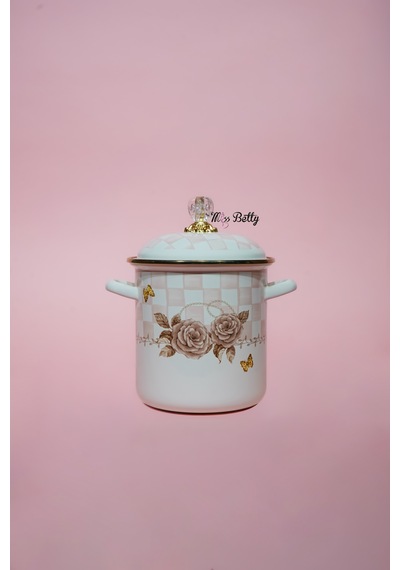 Rosadora Emaye Kuşkonmaz Bakraç Dekoratif Çok Amaçlı Vintage Pembe