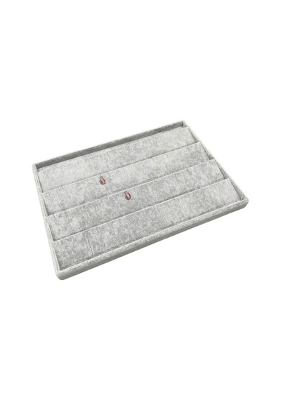 Yerli Üretim Cezayir Model Süet Kumaş Gri Renk 34/24 Cm Kademeli Çekmece İçi Küpe Standı Çok Renkli