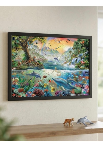 Tahta Köprü Ve Hayvanlar Alemi İkili Set - 1000 + 500 Parça İkili Puzzle Seti