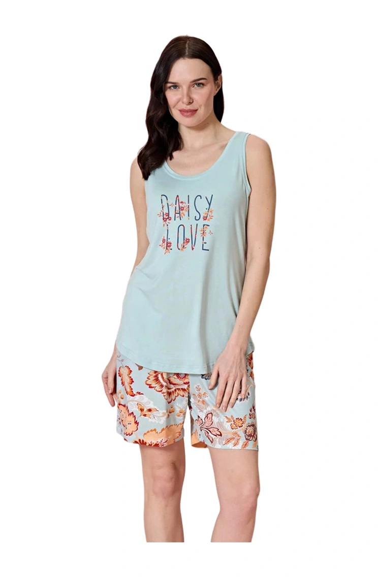 Over Sleep By Poleren Over Sleep 1956 Kadın Şortlu Yazlık Viskon Pijama Takım Mint