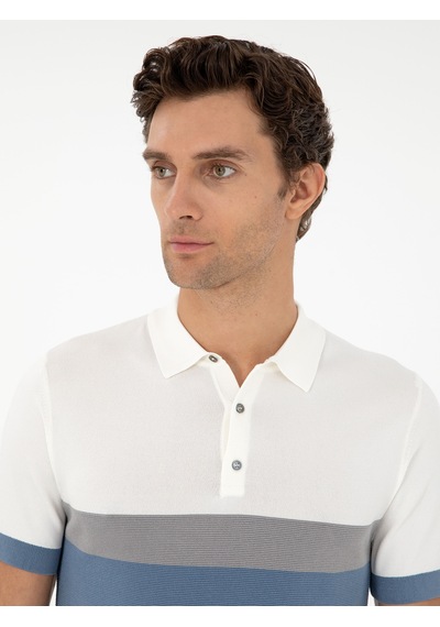 Mavi Slim Fit Polo Yaka Keten Karışımlı Triko T-shirt