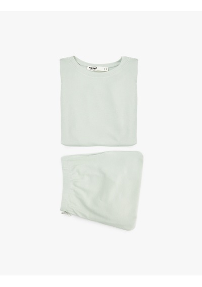 Koton Kısa Kollu Bisiklet Yaka Şortlu Pijama Takımı Mınt 6slk40186mk Mint