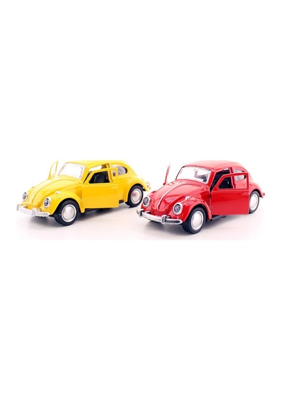 2 Adet Çek-Bırak Metal Vosvos Araba Büyük Boy 12Cm Sarı-Kırmızı