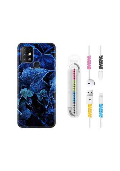 Infinix Hot 10 Kılıf Kablo Koruyuculu Blue Foid 1628