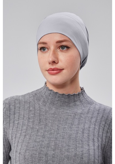 Sonbaharmoda Kadın Tesettür Hazır Pratik Geçmeli Bone Lastikli Kaymaz Gri Gri