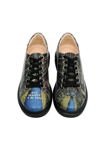 Kadın Vegan Deri Siyah Sneakers - All Beauty İs İn You Tasarım Çok Renkli