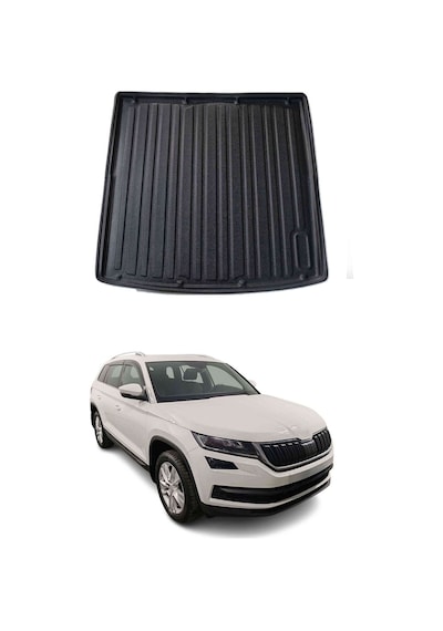 Skoda Kodiaq 2017+ Uyumlu Araca Özel Kauçuk Tpe Bagaj Havuzu Siyah