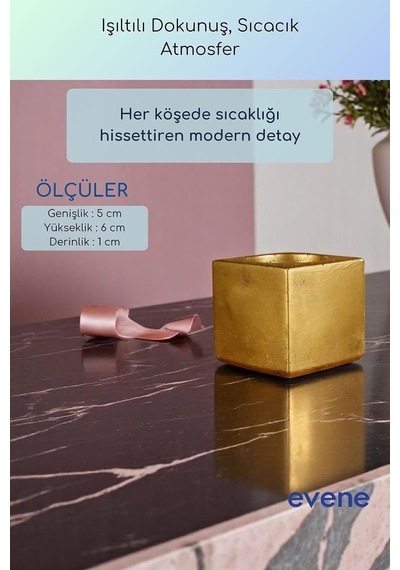 Tr Mumluk Şamdan Ince Mum Uyumlu Altın Eskitme Renk Model 51 Diğer