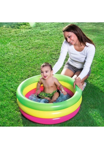 Şişme Zeminli 3 Halkalı Bebek Havuzu 70x24 Cm Çok Renkli
