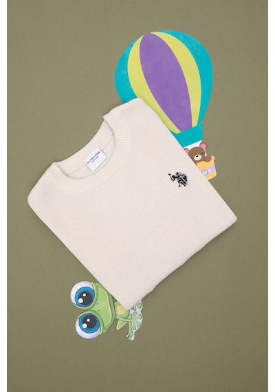 U.S. Polo Assn. Kız Çocuk Krem Bisiklet Yaka Basic Kazak 50293601-VR071
