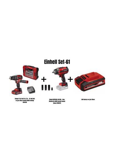 Einhell Set-61 Einhell Tp-cd 18/70 Li-i Bl Drabeli Akülü Matkap+einhell Impaxxo 18/450 Kömürsüz Akülü Darbeli Somun Sıkma+3ah Batarya Ve Şarj Cihazı