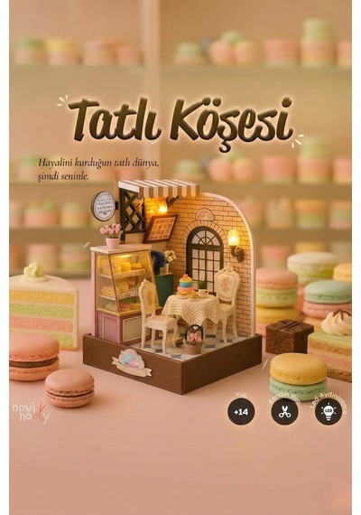 Led Işıklandırmalı Maket Ev 3d Puzzle Ahşap Minyatür Maket Kiti Dıy Kendin Yap
