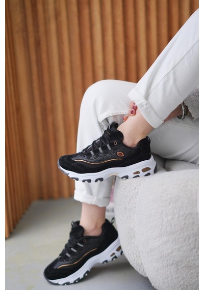 Tuğba Ortopedi 049 Kadın Rahat Sneaker Siyah/altın