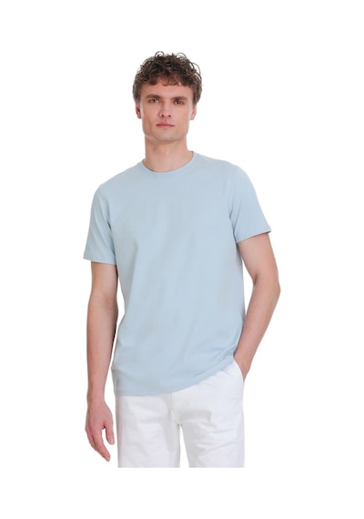 Hatemoğlu Mavi Regular Fit Bisiklet Yaka Pamuklu Tişört 1996532 Mavi-02
