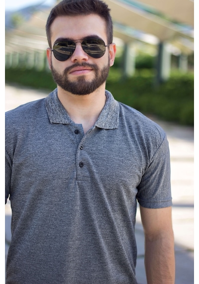 Azıcık Akıllı Erkek Antrasit Basic Slim Fit Düz Sade Polo Yaka Tişört 20eply0001 001