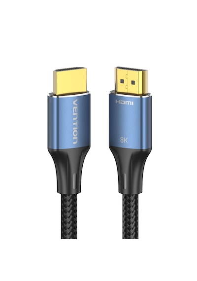 Vention Hdmı 2,1 Kablo 8k 60hz 4k 120hz 48gbps Pamuk Örgülü Alüminyum Alaşım - Mavi 2m