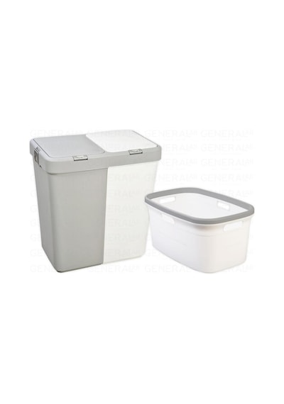 Motek 80 Litre Kirli Çamaşır Sepeti Çamaşır Selesi 2'Li Set Beyaz