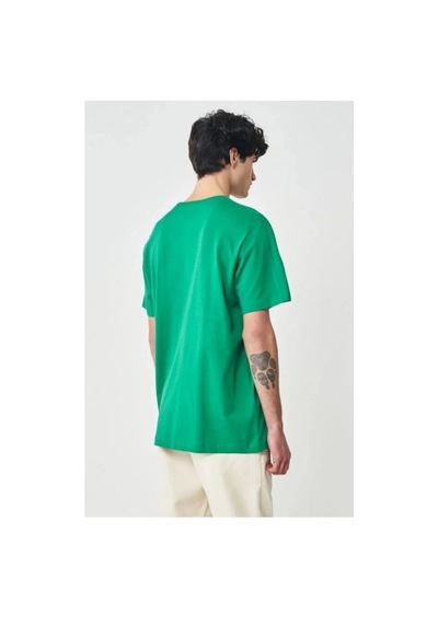 Erkek Düz Penye Tişört Bisiklet Yaka Kısa Kol Regular Fit T-shirt - Yeşil