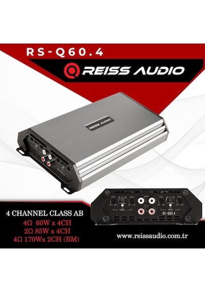 Rs-q60.4ab Class 4 Kanal Oto Amfi 4ohm 4x60w Rmn-2ohm 4x80w Rms
