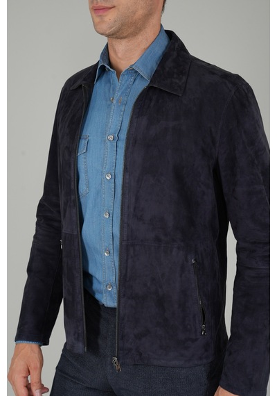 Bisse Lacivert Regular Fit Deri Gerçek Mont Dm25y25002 D39