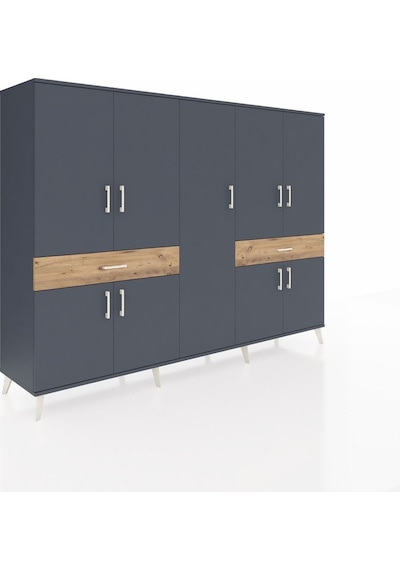Hyperion Dolap 12 Raflı 2 Çekmeceli 8 Kapaklı 220x44x163 Antrasit Antrasit-antrasit/çam Hyperion Dolap 12 Raflı 2 Çekmeceli 8 Kapaklı 220x44x163 Antrasit Antrasit-antrasit/çam