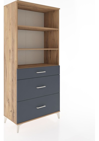 Hyperion Dolap 3 Raflı 3 Çekmeceli 88x44x195 Çam-antrasit Çam