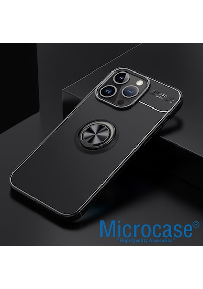 Apple Uyumlu iPhone 15 Pro Focus Serisi Yüzük Standlı Silikon Kılıf -al3363