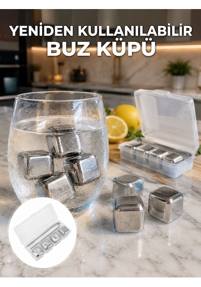 Hızlı Soğutma Özellikli Paslanmaz Metal Buz Küpü Takımı Yeni Nesil - Lisinya Çok Renkli