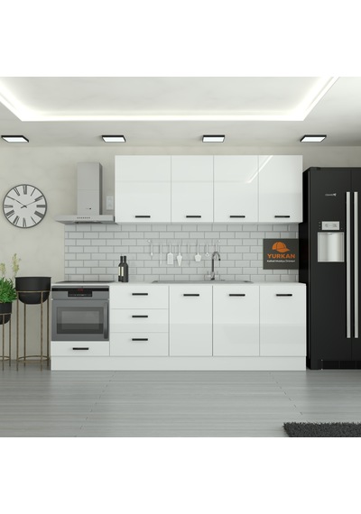 255 Cm Mutfak Dolabı Mdf Kapak Tezgah Dahil Yrkn255 97 Beyaz