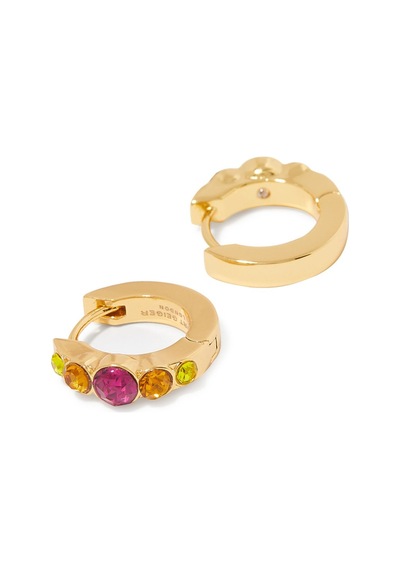 Gem Huggie Hoops 1.5x1.5 Cm Renkli Küçük Halka Küpeler, Şık Ve Zarif Tasarım Kırmızı