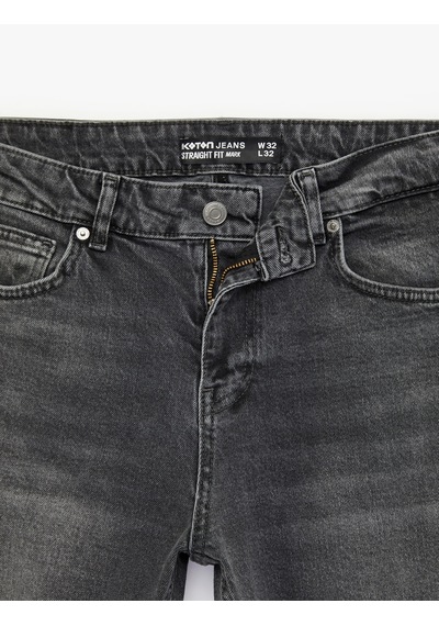 Koton Düz Paça Normal Bel Straight Fit Jean Pantolon - Mark Jean Antrasit 7wam40131nd