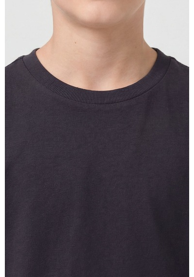 Antrasit O Yaka Standart Fit Basic Unisex Çocuk T-shirt - 11328 Antrasit