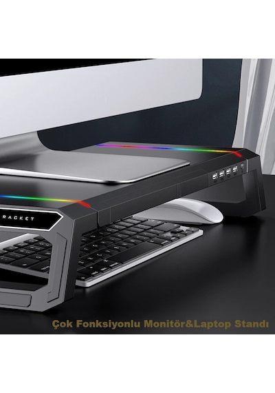 Monozone Bilgisayar Monitör Yükseltici Laptop Sehpası Rgb 4