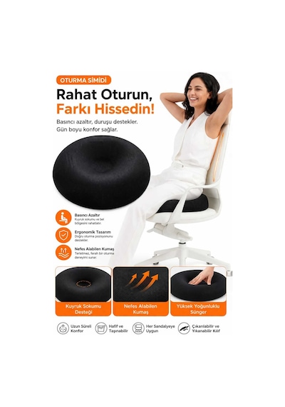 Visco Ortopedik Oturma Simidi Ağrı Karşıtı Destek Yastığı Oturma Minderi