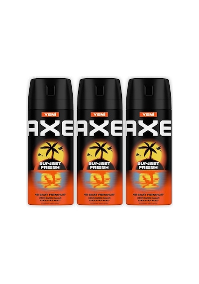 Axe Erkek Deodorant Sunset Fresh Ferah Koku 150 Ml X3 Parça Alüminyum İçermez